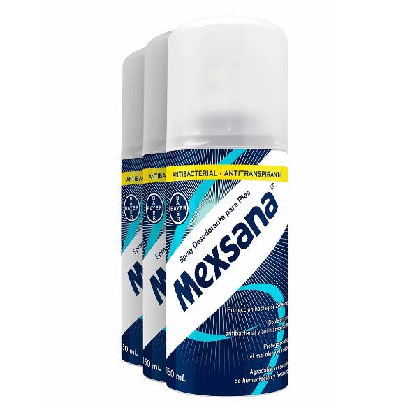 Mexsana Talco Spray Desodorante para Pies3 Frascos de 150mL c/u