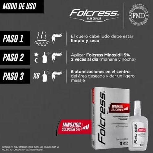 Solución Grisi Folcress Minoxidil 5% 60 ml